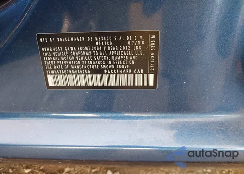 2019 Volkswagen Jetta 1.4T S from USA, damaged, VIN 3VWN57BU7KM069250